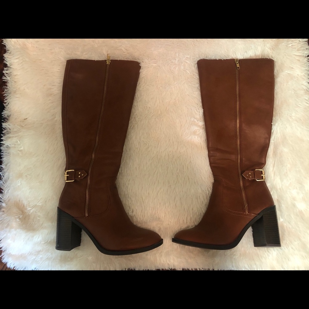 Lauren Conrad Cognac 4 Inch Heel Boots Size 9
